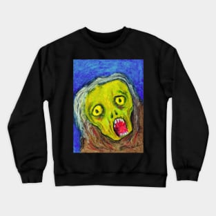 Hand drawn of a Halloween ghoul ghost screaming and terrified by fear. Crewneck Sweatshirt